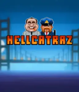 Enter the thrilling world of the Hellcatraz game by Relax Gaming, showcasing a comic-style prisoner and a guard with the infamous Alcatraz prison and San Francisco skyline in the background. This image captures the fun and humor of an escape-themed game, ideal for players looking for a unique slot experience, providing a nostalgic escape. 