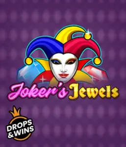 Enjoy the vibrant charm of Joker's Jewels slot by Pragmatic Play, showcasing a mesmerizing joker's mask decorated with a brightly colored jester hat. This image captures the fun and excitement of classic slots, set against a deep purple background. Great for fans of joker-themed slots, delivering a thrilling adventure. 