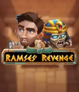 Uncover the thrilling world of Ramses' Revenge slot by Relax Gaming, highlighting a startled explorer and a menacing mummy against an Egyptian tomb backdrop. This graphic captures the excitement of tomb exploration, great for fans of Egyptian-themed slots, offering a thrilling adventure. 